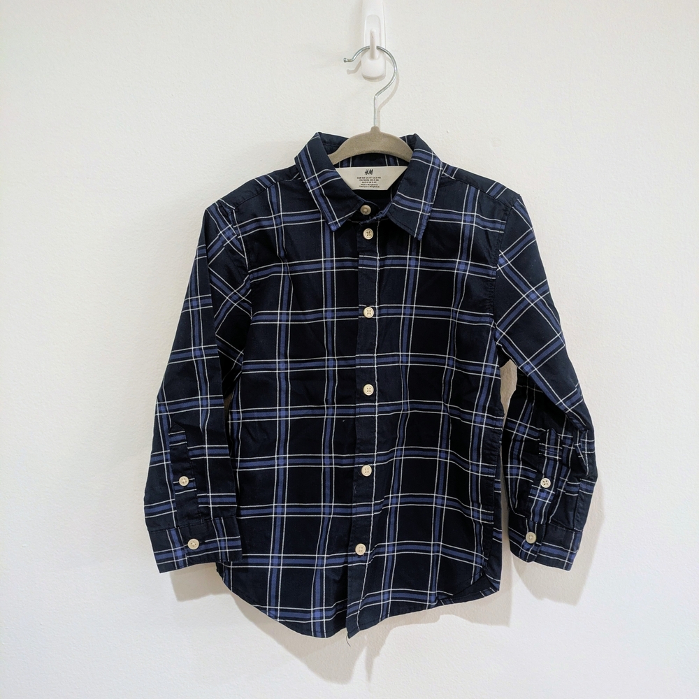 H&M Kids Navy Plaid Shirt